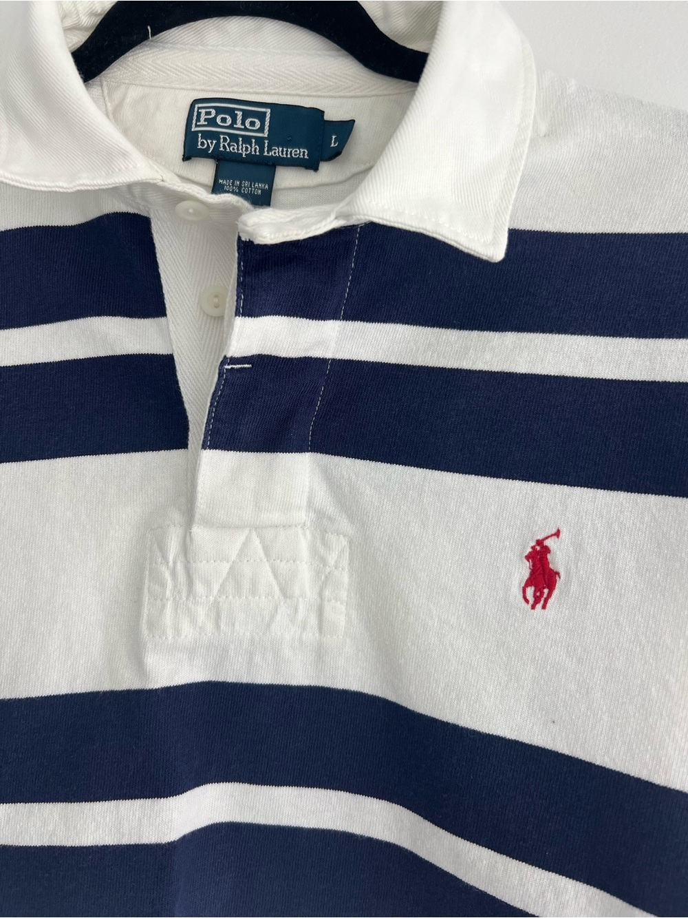 Ralph Lauren White & Navy Striped Rugby Polo - Picture 2 of 4